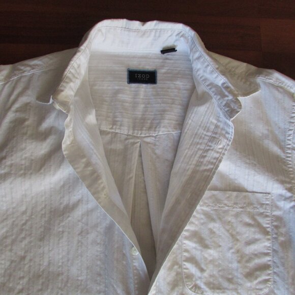 IZOD Jeans Heavy Cotton White Dress Shirt - Large - Picture 5 of 8